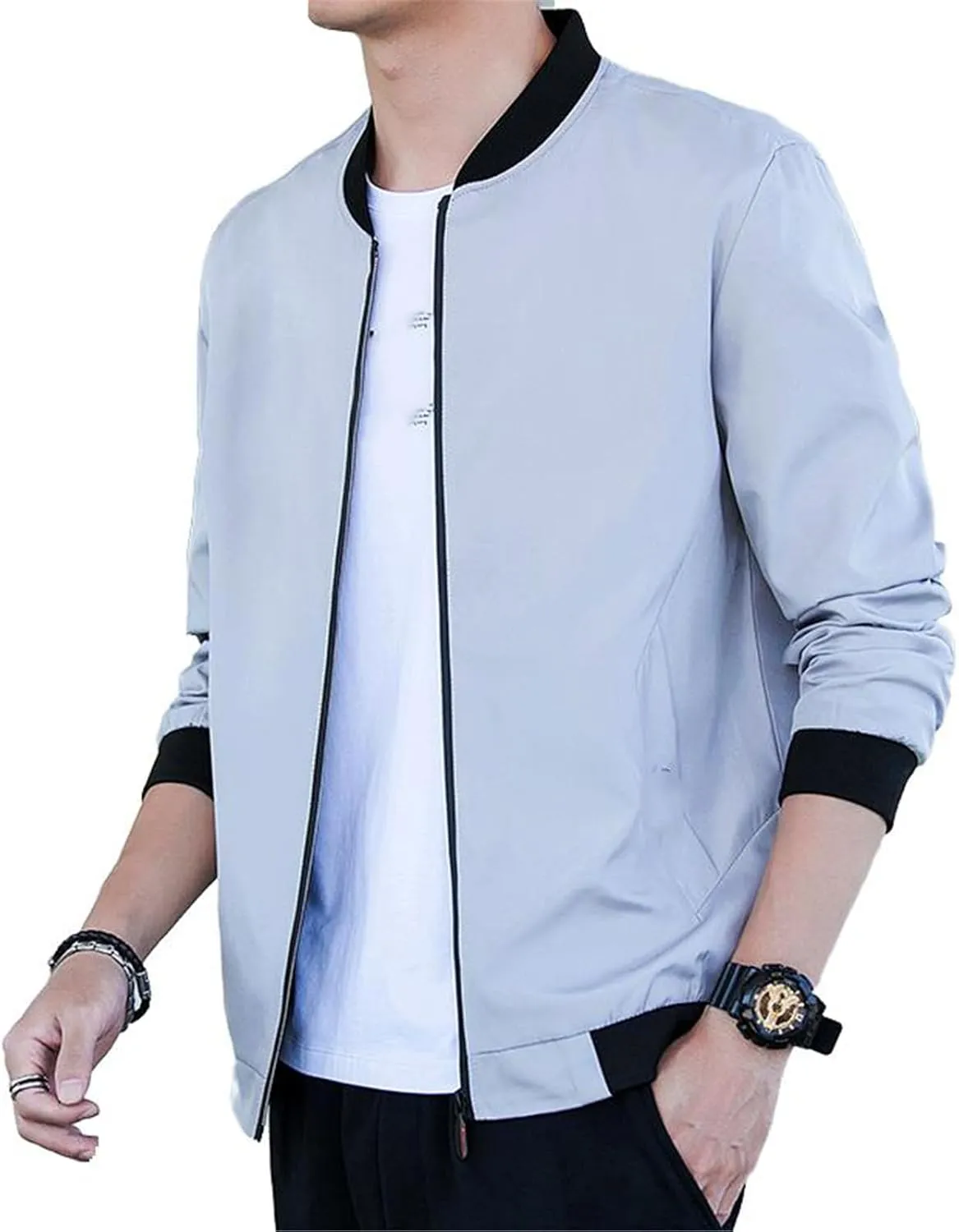 GUOYUXIAO Vintage Aviator Flight Jacket Brown Men's Bomber Coat