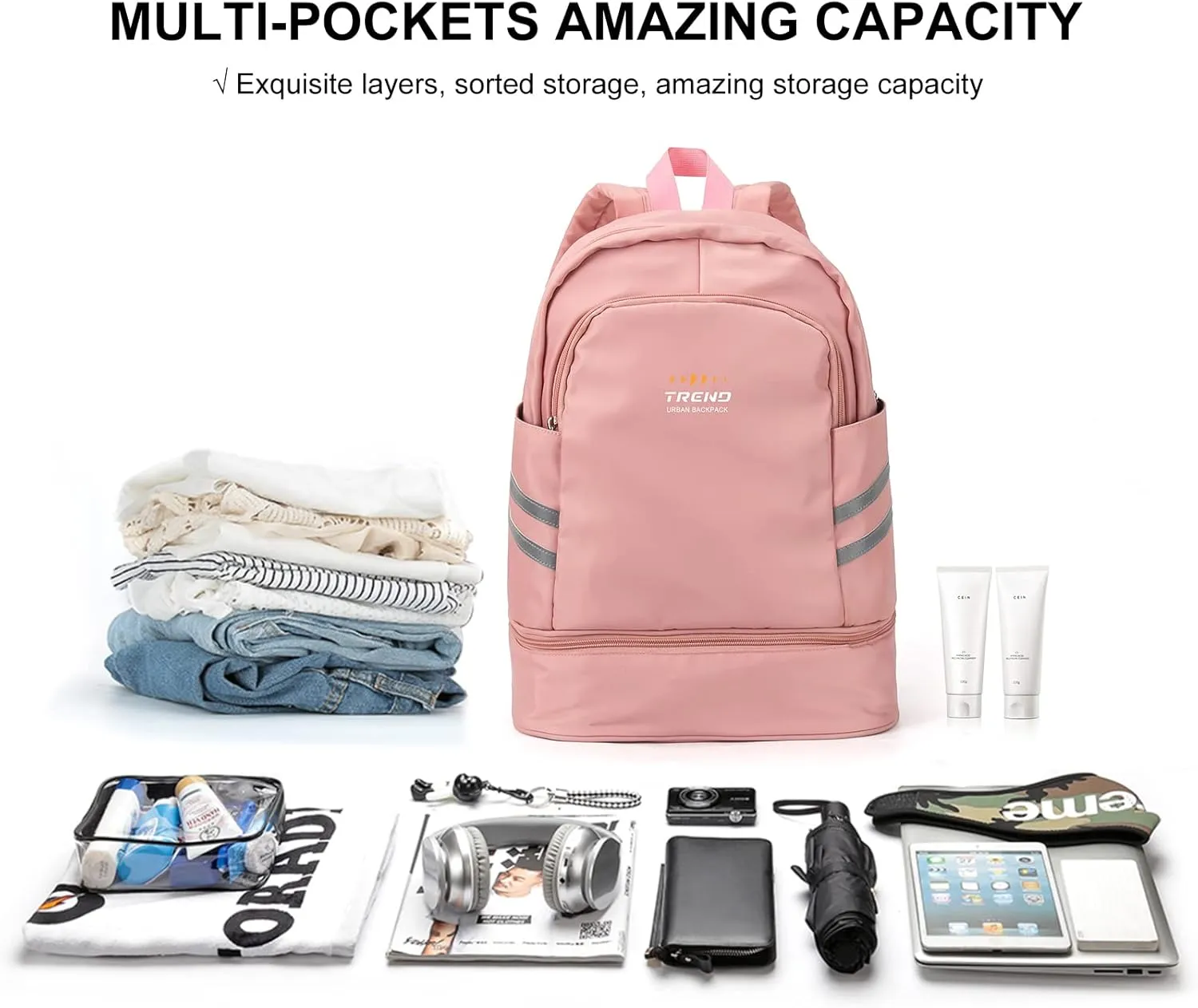 Gym Backpack for Women with Shoes Compartment & Wet Pocket, Large Travel Backpack Waterproof, Sports Backpack Gym Bag
