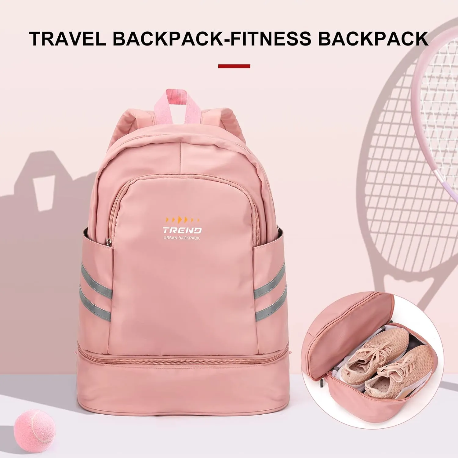 Gym Backpack for Women with Shoes Compartment & Wet Pocket, Large Travel Backpack Waterproof, Sports Backpack Gym Bag