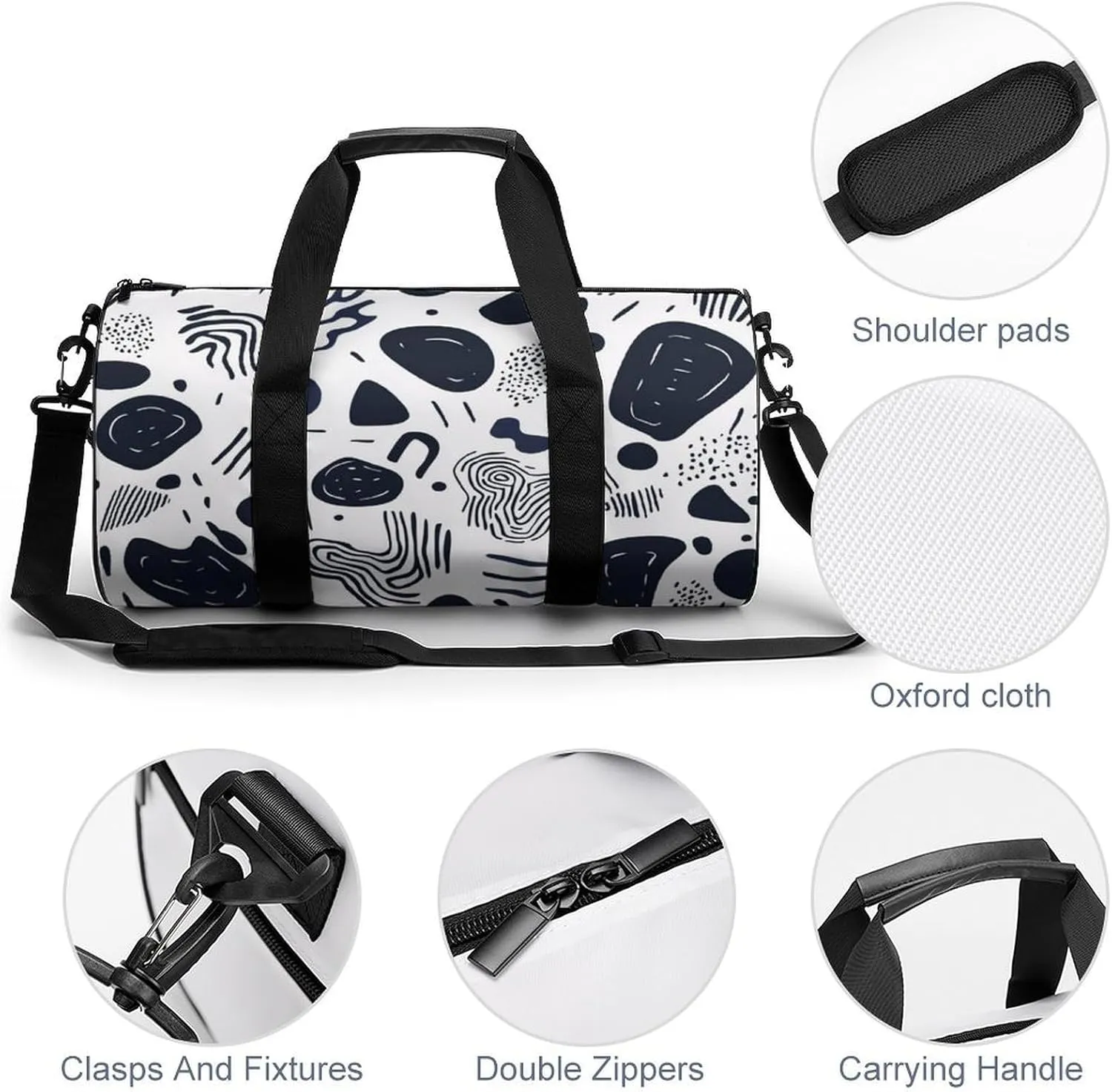 Gym Bag for Men Women Lightweight Sports Duffle Bag with Multiple Compartments Cylindrical Gym Bag for Fitness Travel And Outdoor Activities Ater Resistant Yoga Bag Training Bag Abstract Waves