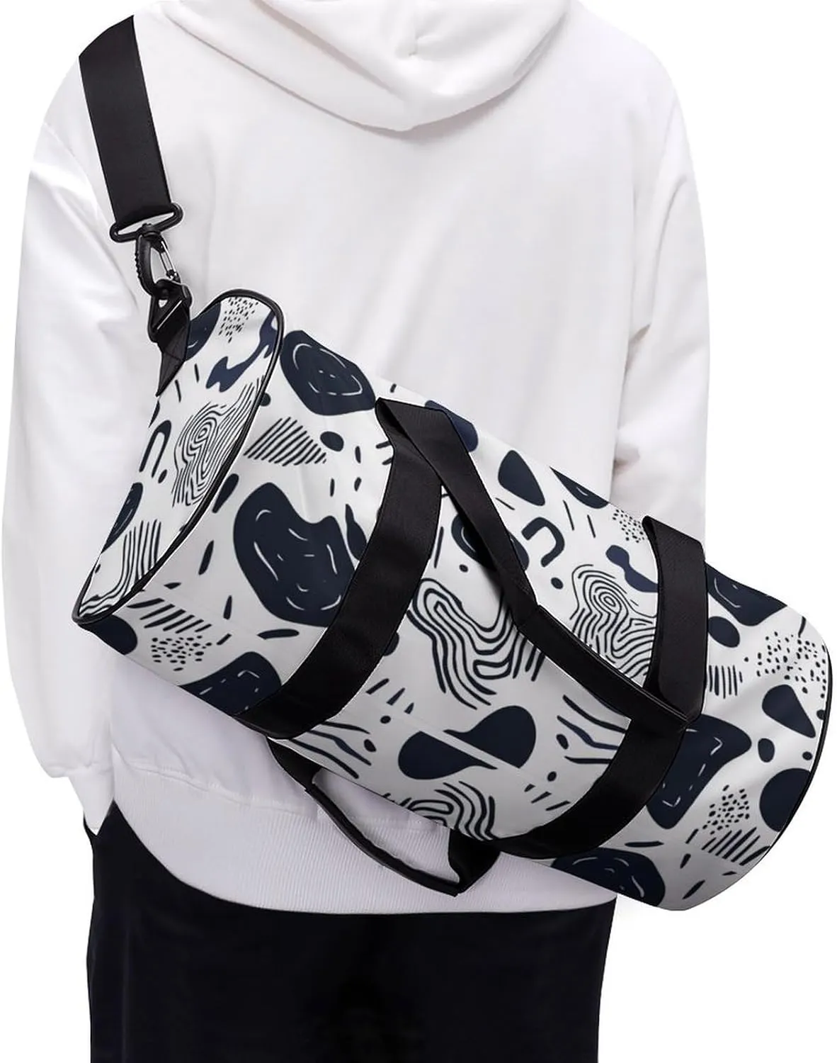 Gym Bag for Men Women Lightweight Sports Duffle Bag with Multiple Compartments Cylindrical Gym Bag for Fitness Travel And Outdoor Activities Ater Resistant Yoga Bag Training Bag Abstract Waves