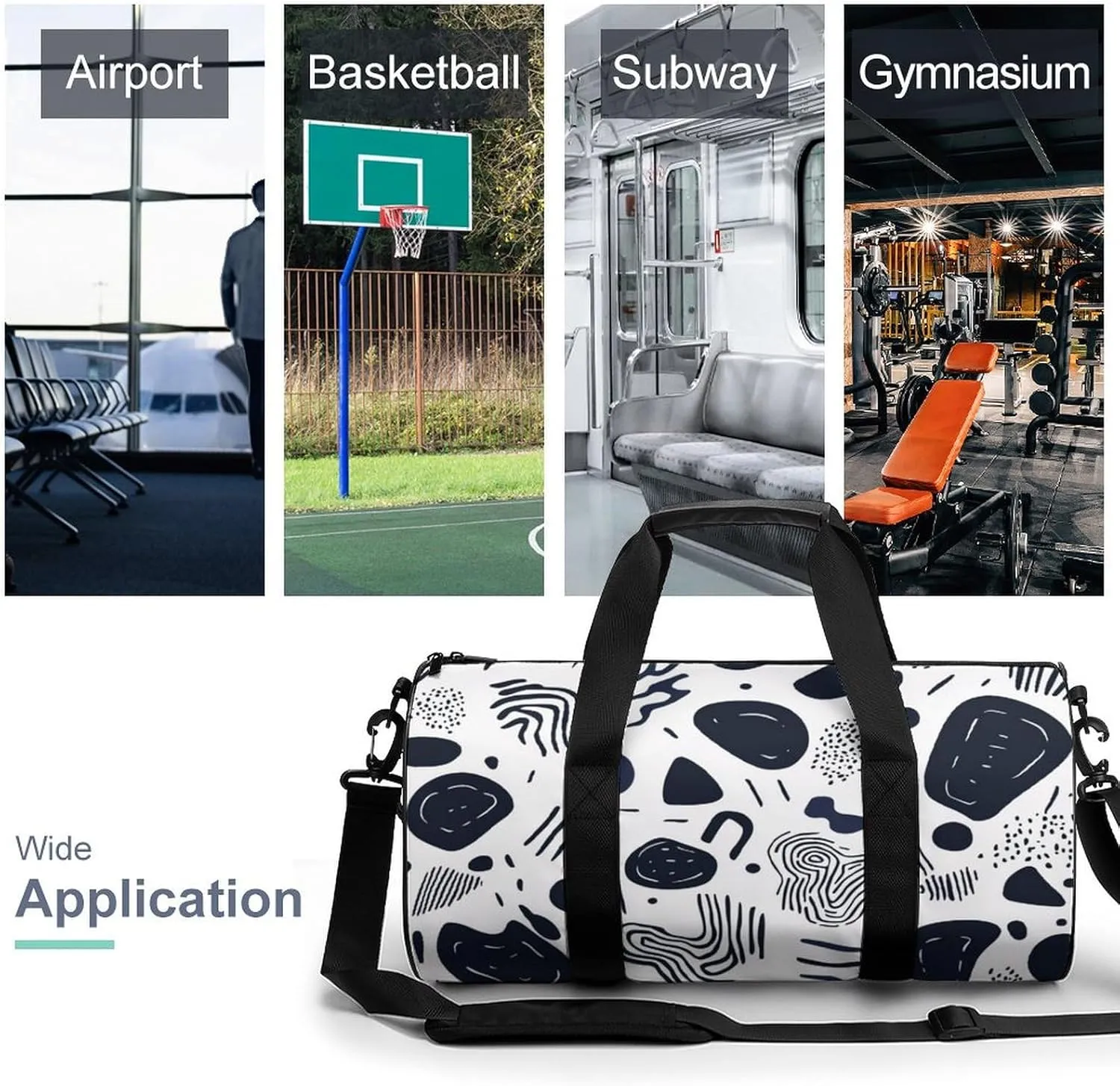 Gym Bag for Men Women Lightweight Sports Duffle Bag with Multiple Compartments Cylindrical Gym Bag for Fitness Travel And Outdoor Activities Ater Resistant Yoga Bag Training Bag Abstract Waves