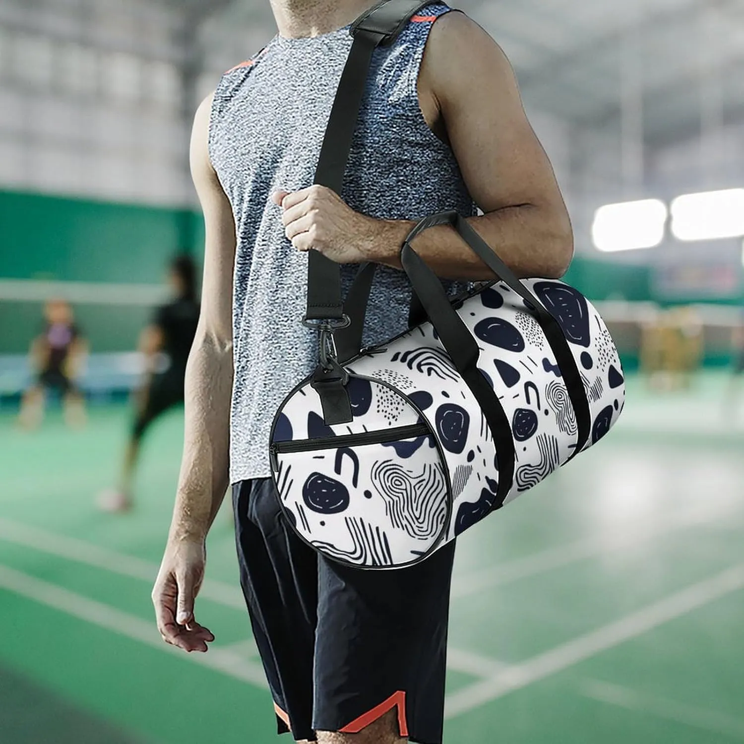 Gym Bag for Men Women Lightweight Sports Duffle Bag with Multiple Compartments Cylindrical Gym Bag for Fitness Travel And Outdoor Activities Ater Resistant Yoga Bag Training Bag Abstract Waves