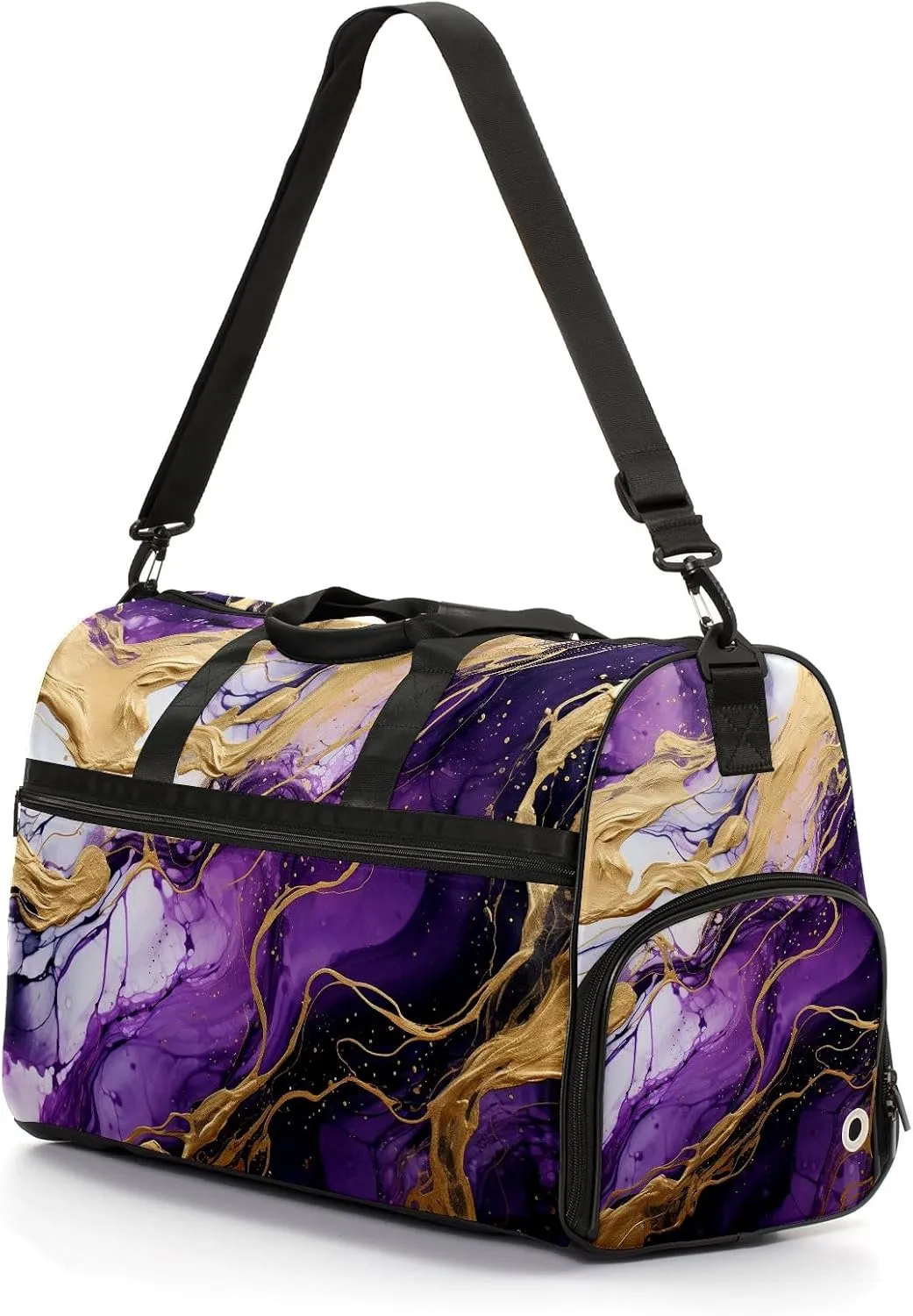 Gym Bag for Women Men, Yoga Bag with Shoe Pocket, Travel Duffel Tote Bag for Plane, Workout, Swimming, Weekend Overnight Bag Carry on Bag Hospital Holdalls, Marble Purple - 2