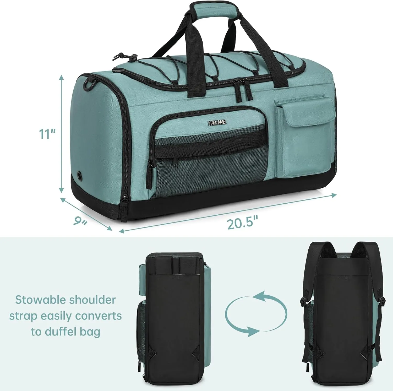 Gym Bag with Shoe Laptop Compartment for Men Women 35L Water-resistant Sports Gym Duffle Backpack Travel Duffle Bag with Wet Pocket Weekender Overnight Carry On Backpack (Blue)
