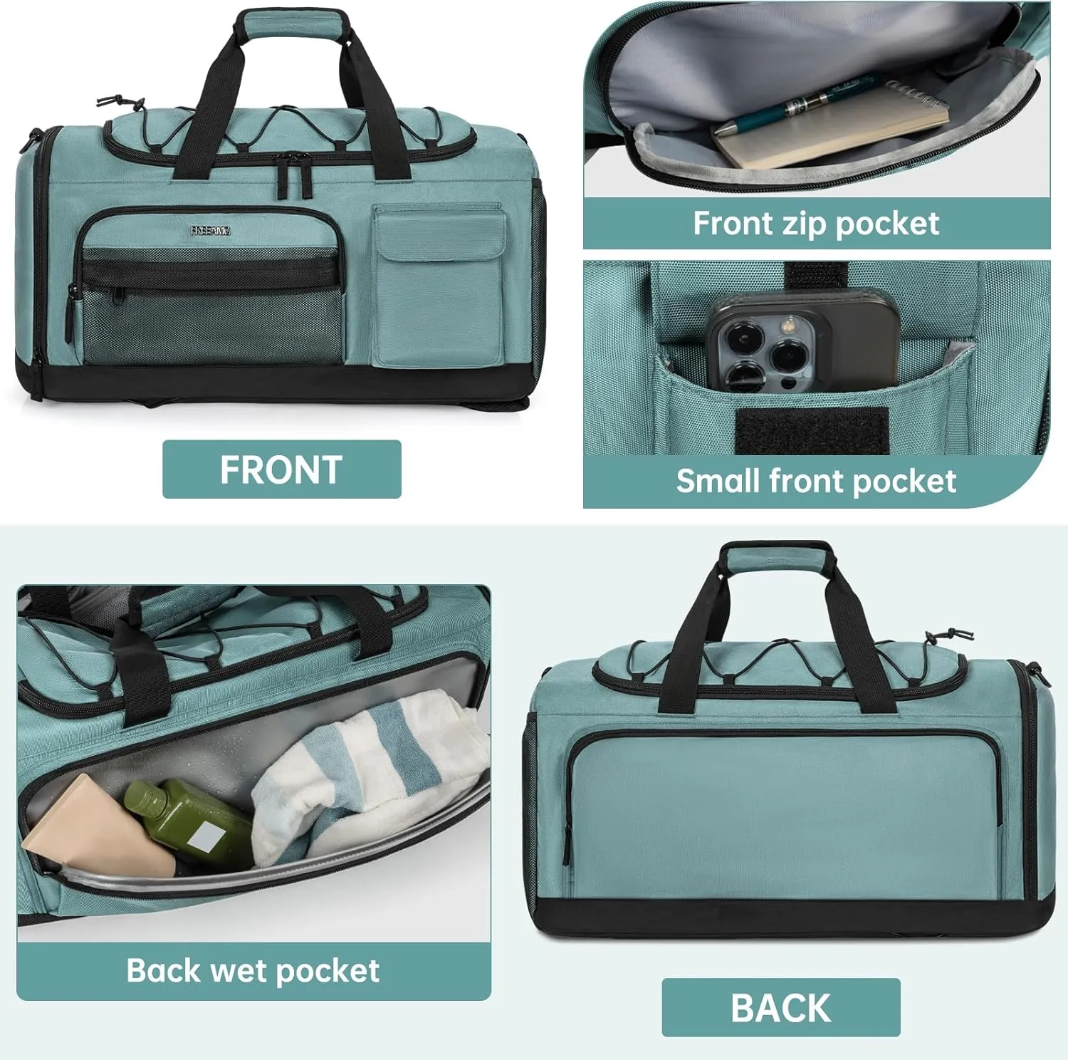Gym Bag with Shoe Laptop Compartment for Men Women 35L Water-resistant Sports Gym Duffle Backpack Travel Duffle Bag with Wet Pocket Weekender Overnight Carry On Backpack (Blue)