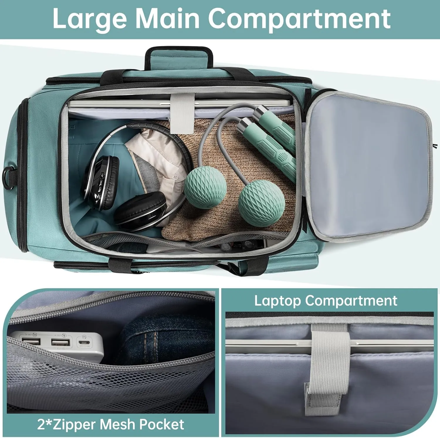 Gym Bag with Shoe Laptop Compartment for Men Women 35L Water-resistant Sports Gym Duffle Backpack Travel Duffle Bag with Wet Pocket Weekender Overnight Carry On Backpack (Blue)