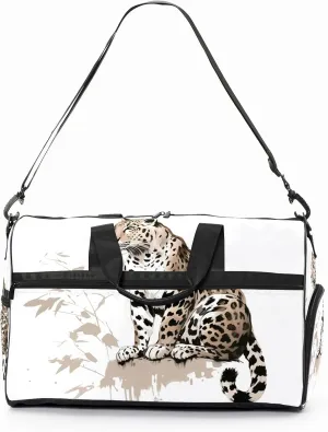 Gym Bag Women's Sports Yoga Bag - Fits up to 13.3" Laptop   Shoe Compartment, Overnight Weekender Bag Travel Bag, Dance Bag, Chinese Painting Cheetah - 2