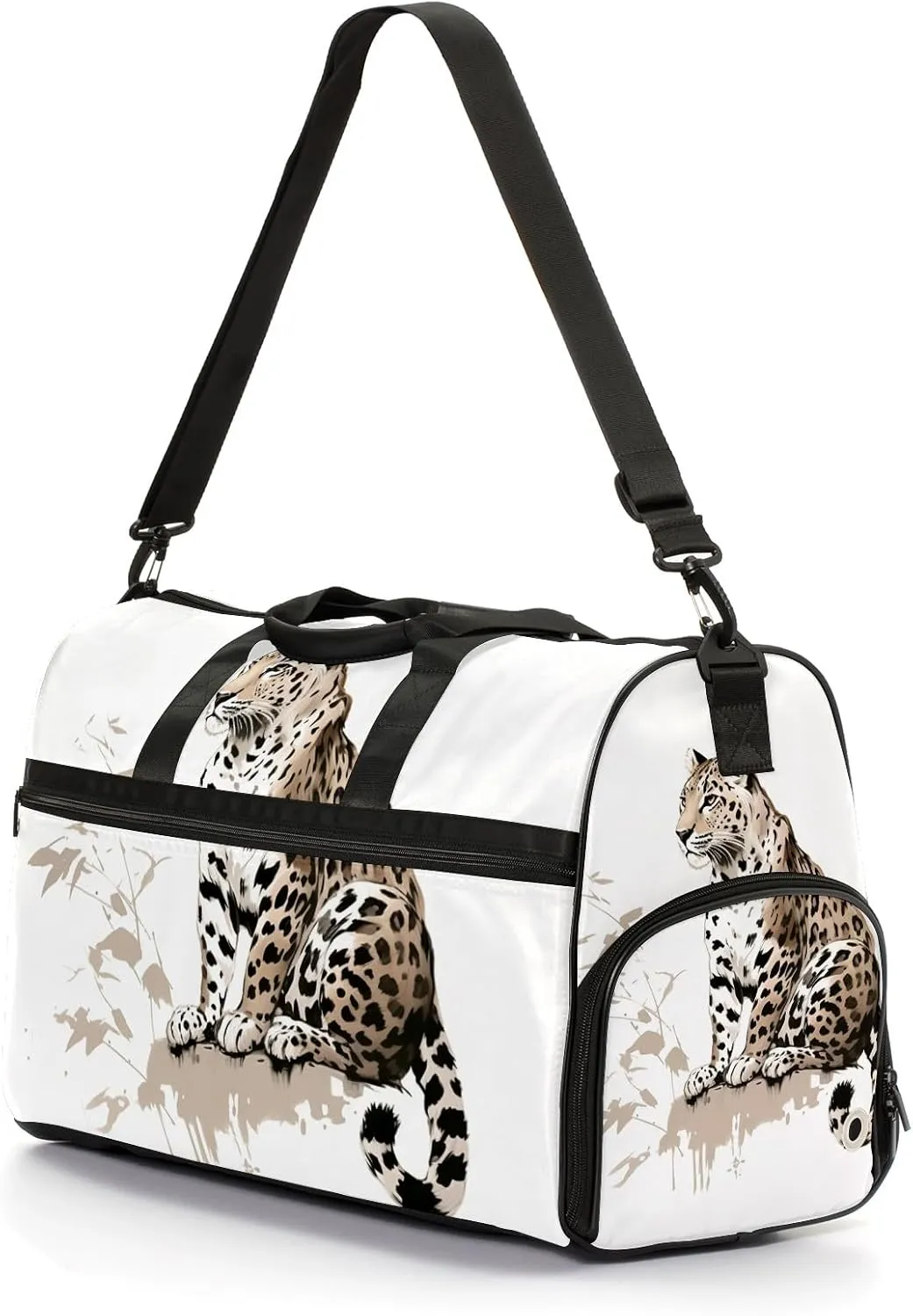 Gym Bag Women's Sports Yoga Bag - Fits up to 13.3" Laptop   Shoe Compartment, Overnight Weekender Bag Travel Bag, Dance Bag, Chinese Painting Cheetah - 2