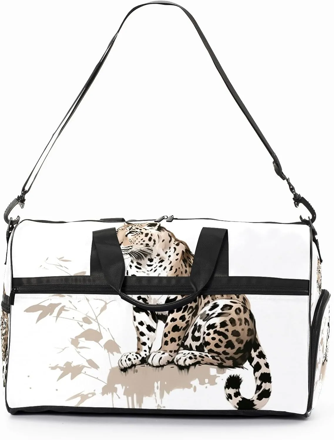Gym Bag Women's Sports Yoga Bag - Fits up to 13.3" Laptop   Shoe Compartment, Overnight Weekender Bag Travel Bag, Dance Bag, Chinese Painting Cheetah - 2