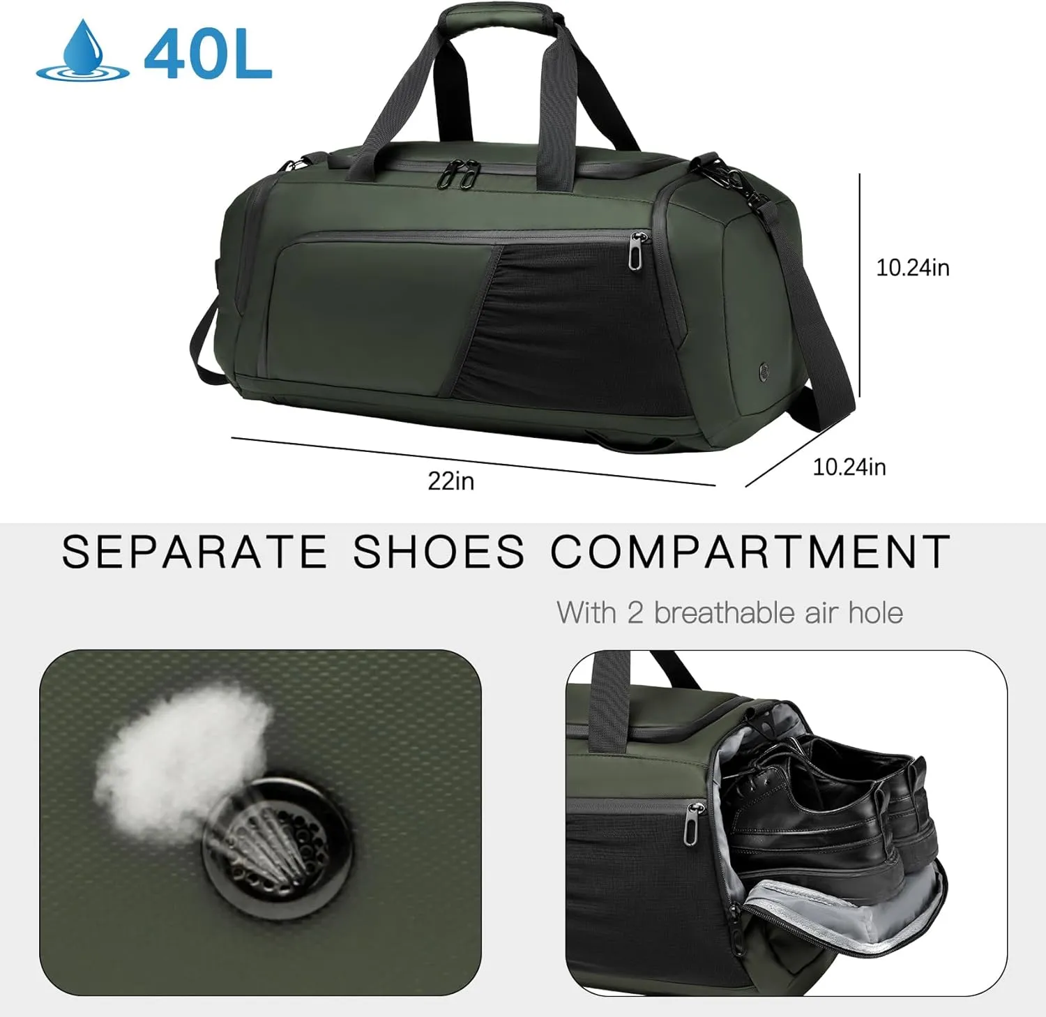 Gym Duffle Bag Waterproof Sports Duffel Bags Travel Weekender Bag for Men Women Overnight Bag with Shoes Compartment
