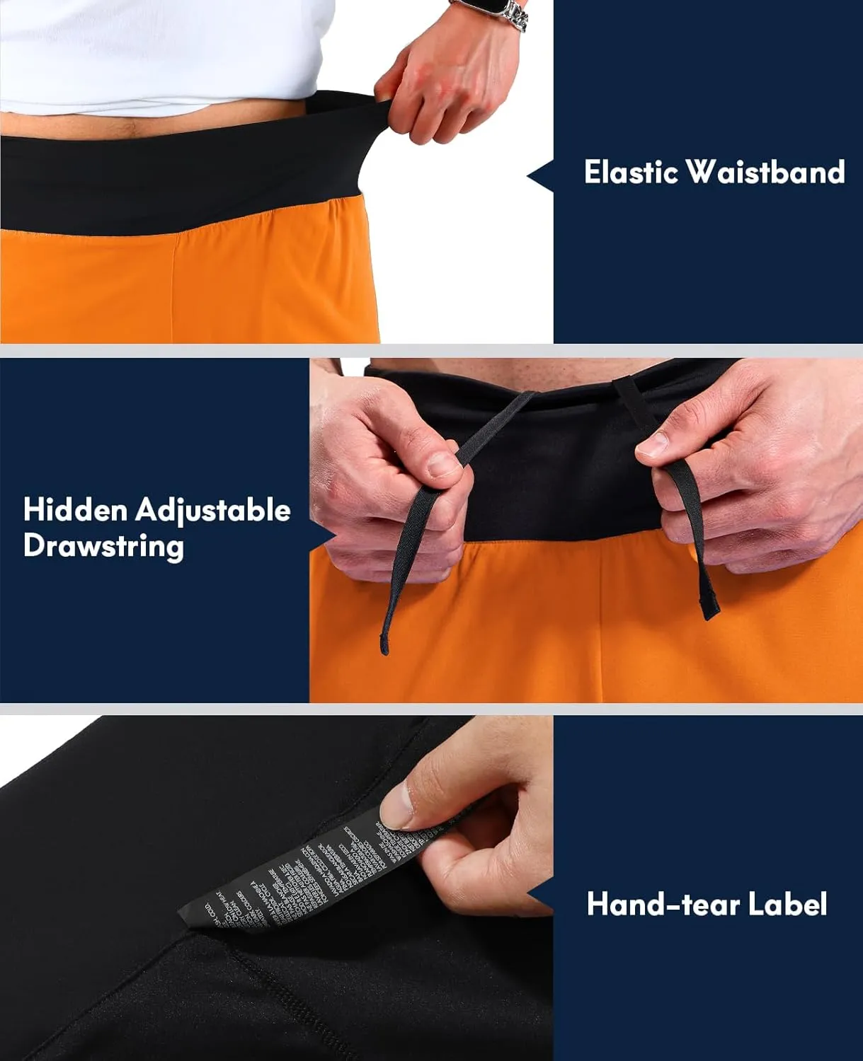 Haimont Men's 2 in 1 Running Shorts with Zipper Pockets Quick Dry Athletic Gym Workout Shorts with Liner