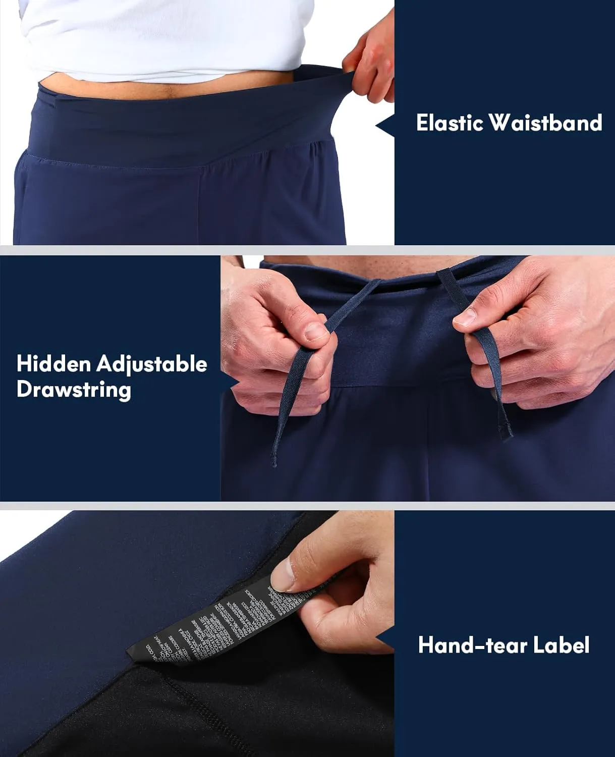 Haimont Men's 2 in 1 Running Shorts with Zipper Pockets Quick Dry Athletic Gym Workout Shorts with Liner
