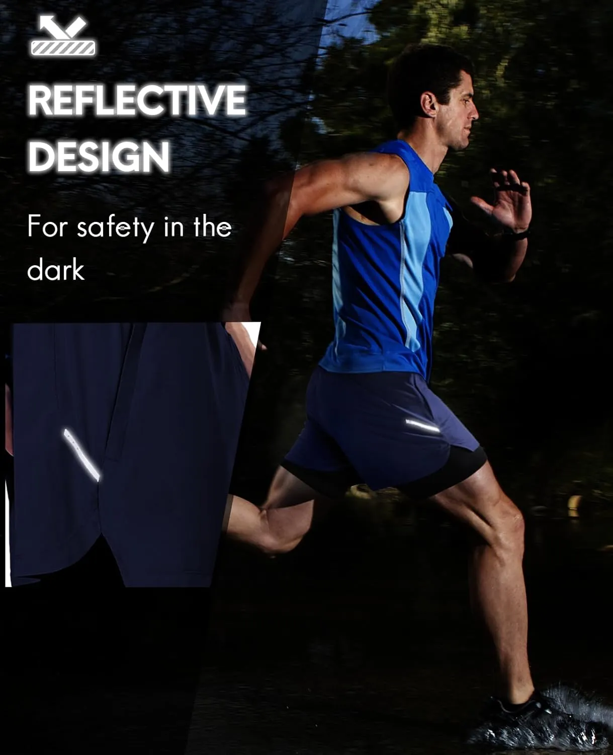 Haimont Men's 2 in 1 Running Shorts with Zipper Pockets Quick Dry Athletic Gym Workout Shorts with Liner