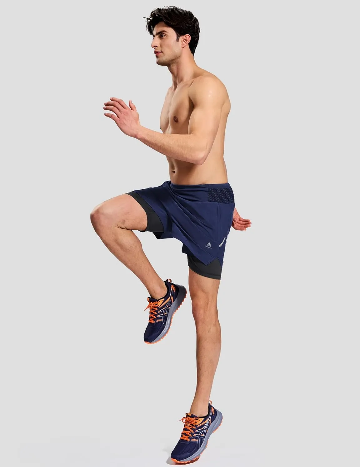 Haimont Men's 2 in 1 Running Shorts with Zipper Pockets Quick Dry Athletic Gym Workout Shorts with Liner
