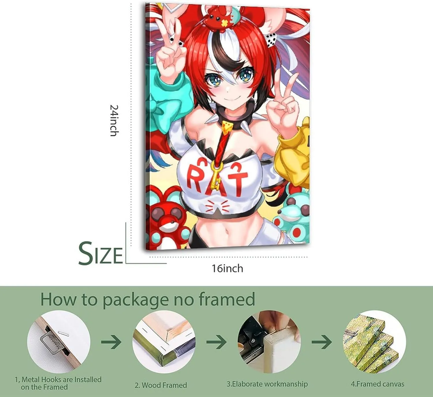 Hakos Baelz 4 Poster Cover Posters for Bedroom Wall Art Canvas 20x30inch(50x75cm) Frame-hakos Baelz 4