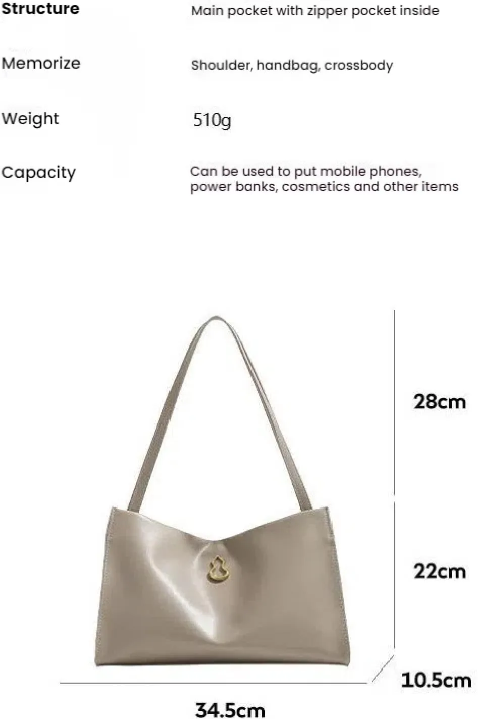 Half-Slope Top Layer Cowhide One-Shoulder High-Capacity Commuter Leather Gourd Tote Bag