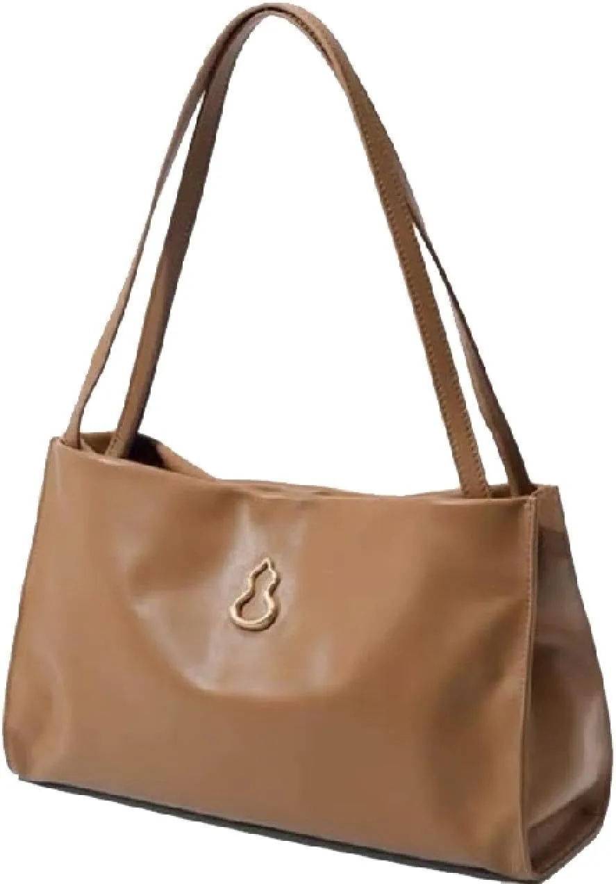 Half-Slope Top Layer Cowhide One-Shoulder High-Capacity Commuter Leather Gourd Tote Bag