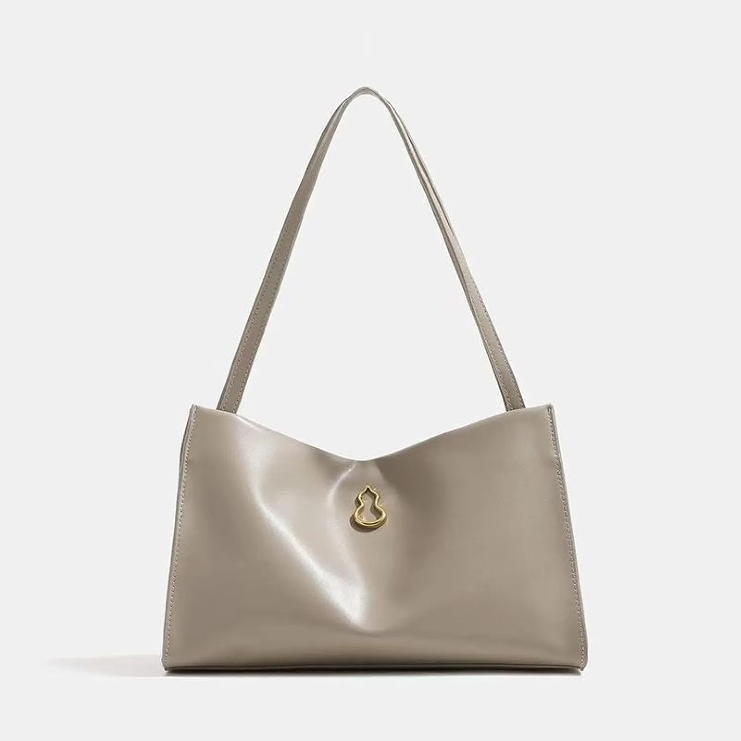 Half-Slope Top Layer Cowhide One-Shoulder High-Capacity Commuter Leather Gourd Tote Bag
