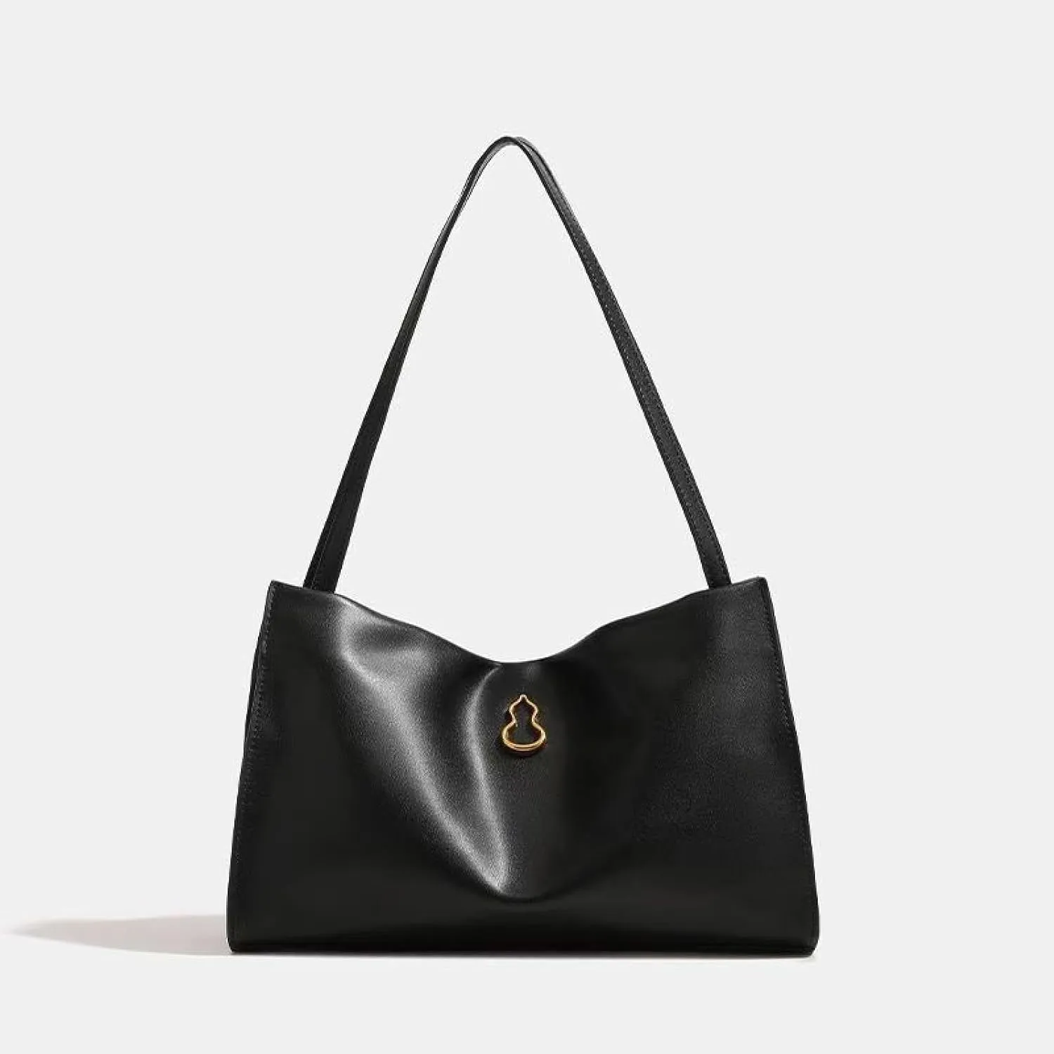 Half-Slope Top Layer Cowhide One-Shoulder High-Capacity Commuter Leather Gourd Tote Bag