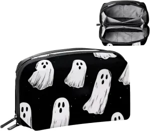 Halloween Ghosts Background Spooky Pattern Electronics Organizer, Cord Cable Storage Bag Waterproof for Home Travelling, Electronic Accessories Case for Charge Mouse USB SD Card Hard Drives