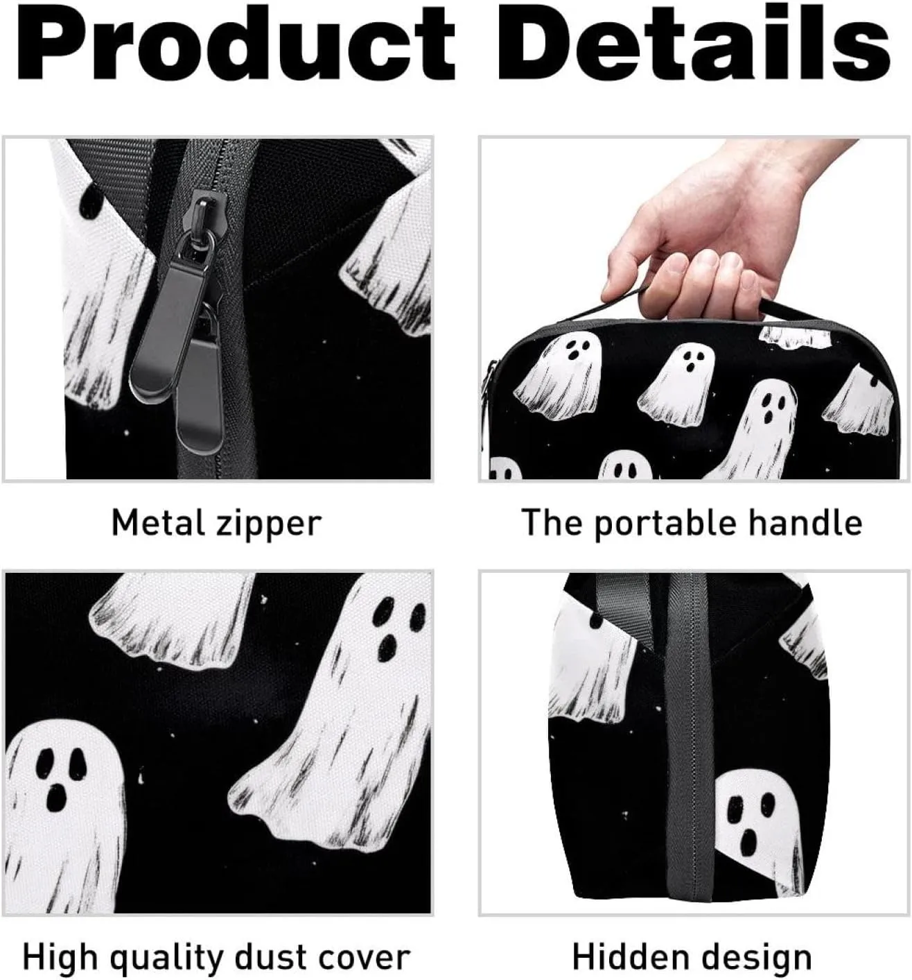 Halloween Ghosts Background Spooky Pattern Electronics Organizer, Cord Cable Storage Bag Waterproof for Home Travelling, Electronic Accessories Case for Charge Mouse USB SD Card Hard Drives