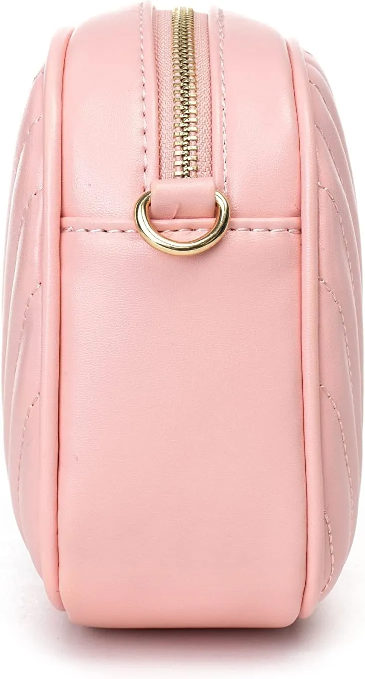 Hanbella Cross body Clutch Purses for Women & Teens - Cute Small Quilted Leather Shoulder Bag with Gold Chain for Girls