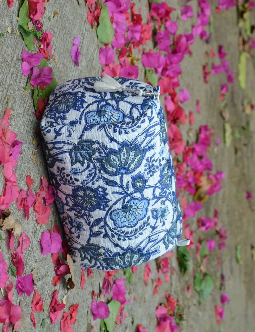 Handmade Women Quilted Makeup Bag Set Eco-friendly Cotton Wash Bag