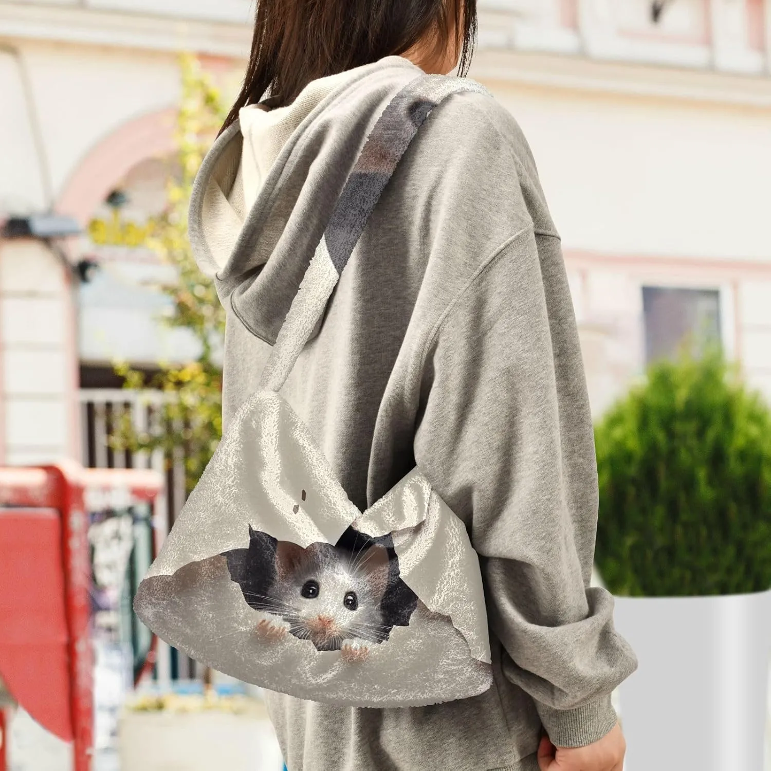 Handsome Dragon with Red and Blue Plush Bag, Book Totes for Women, Autumn Handbags