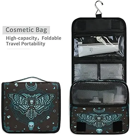 Hanging Toiletry Bag Butterfly Skull Mysticism Makeup Travel bag for Toiletries Portable Toiletry Organizer Bags Clear Toiletry Cosmetic Kit