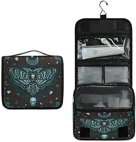 Hanging Toiletry Bag Butterfly Skull Mysticism Makeup Travel bag for Toiletries Portable Toiletry Organizer Bags Clear Toiletry Cosmetic Kit