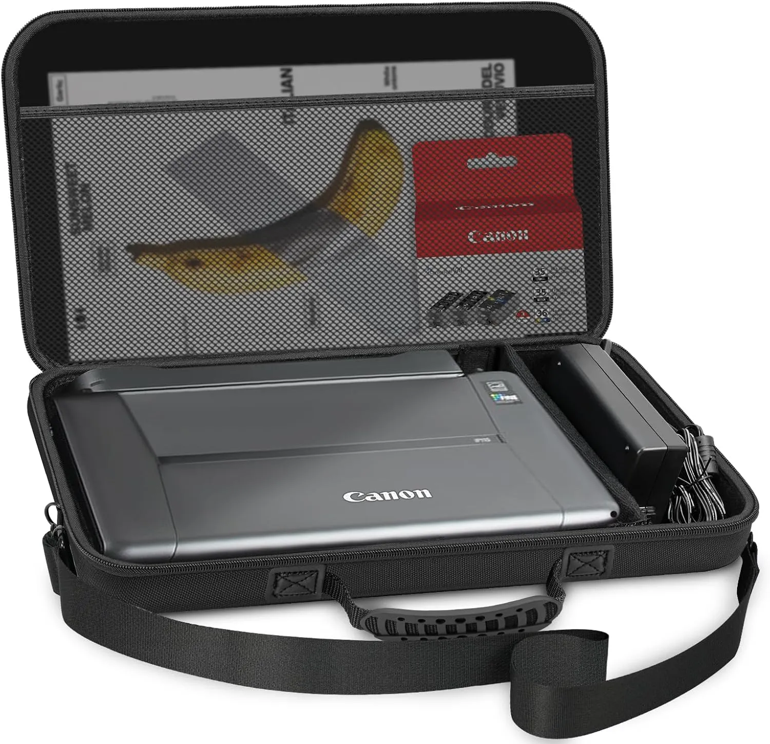 Hard Travel Case for Canon PIXMA TR150 / TR160 / iP110 Wireless Mobile Printer, Printer Storage Bag Organizer with Adjustable Shoulder Strap (Case Only)