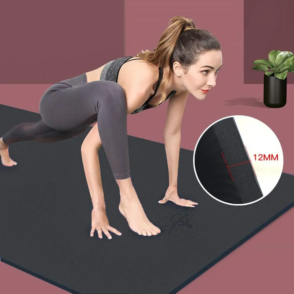 Hatha Yoga Extra Thick TPE Yoga Mat - 72"x 32" Thickness 1/2 Inch -Eco Friendly SGS Certified - With High Density Anti-Tear Exercise Bolster For Home Gym Travel & Floor Outside