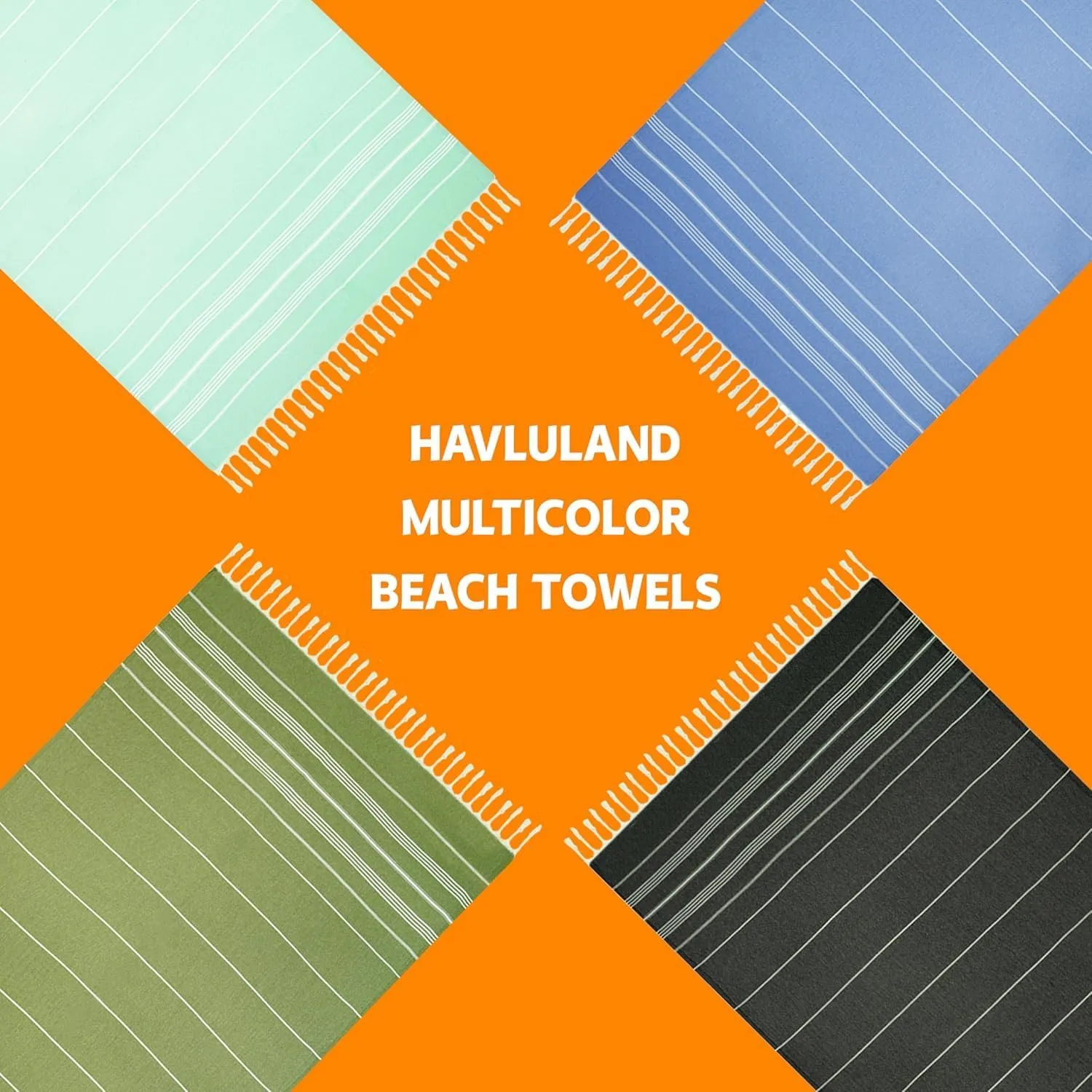 HAVLULAND Turkish Beach Towels – Oversized, Quick-Dry & Sand-Free | Lightweight, Absorbent Bath Towels for Beach, Pool, Travel, Vacation, Adults Gifts Cruise Essentials| 40” x 72” Bulk Set