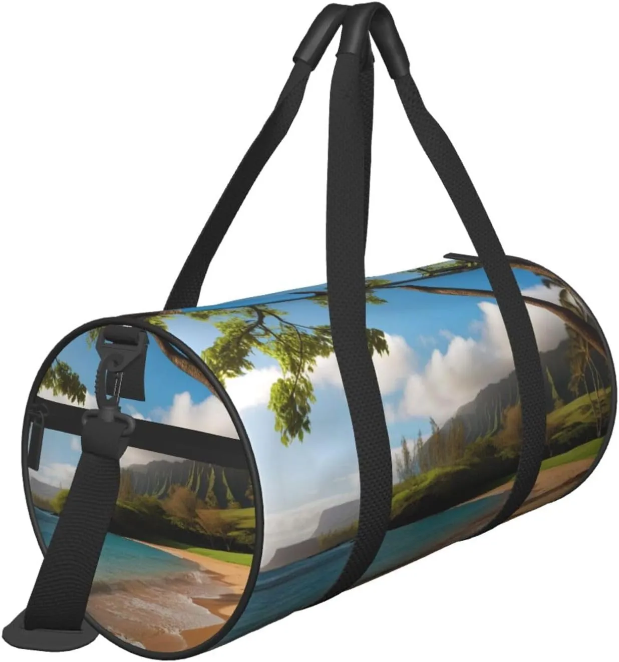 hawaii beach Printed Travel Bag,Round Personal Item Storage bag,Foldie Duffel Bag for Traveling Vacation,Fitness,Sports