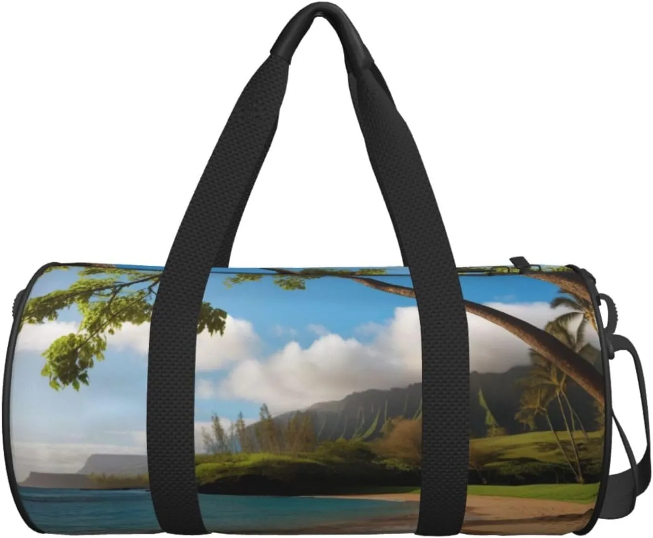 hawaii beach Printed Travel Bag,Round Personal Item Storage bag,Foldie Duffel Bag for Traveling Vacation,Fitness,Sports