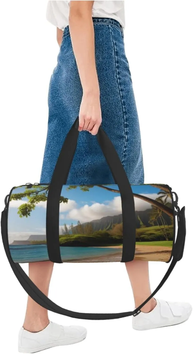 hawaii beach Printed Travel Bag,Round Personal Item Storage bag,Foldie Duffel Bag for Traveling Vacation,Fitness,Sports