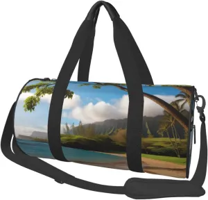 hawaii beach Printed Travel Bag,Round Personal Item Storage bag,Foldie Duffel Bag for Traveling Vacation,Fitness,Sports