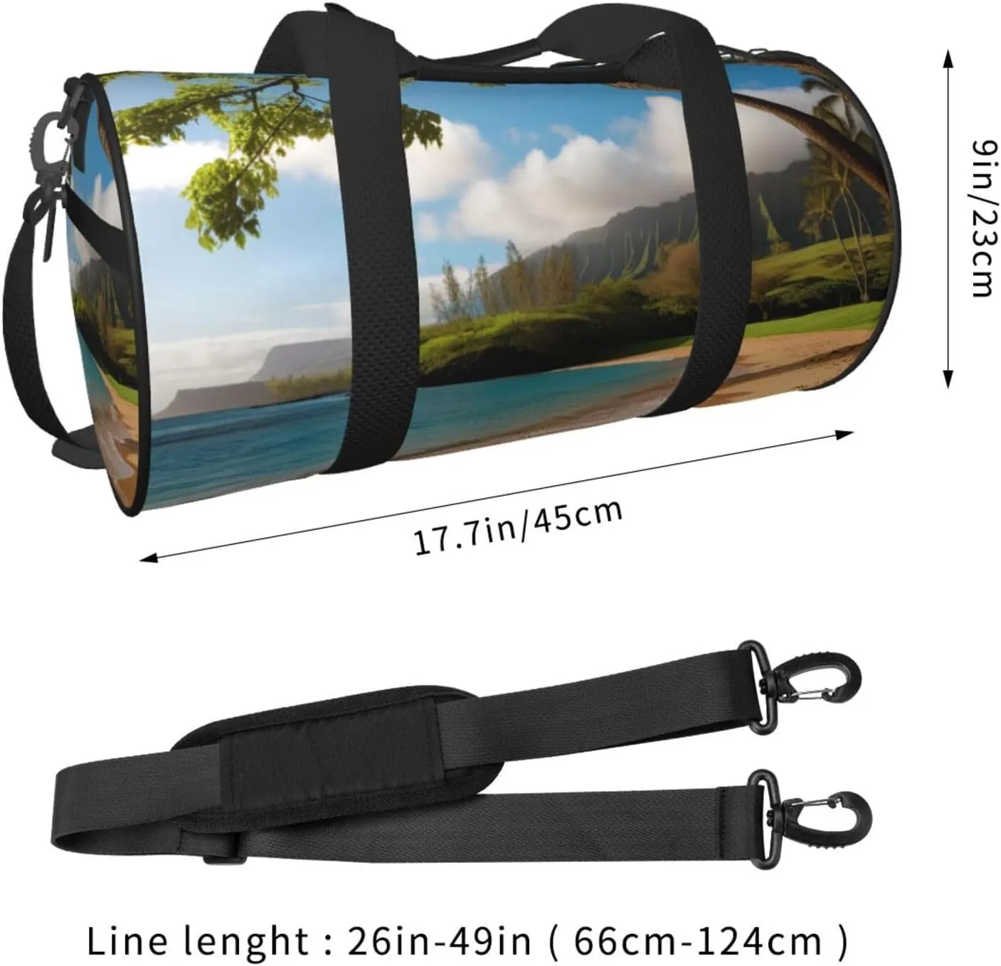 hawaii beach Printed Travel Bag,Round Personal Item Storage bag,Foldie Duffel Bag for Traveling Vacation,Fitness,Sports