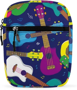 Hawaiian Beginner Ukulele Casual Crossbody Bags for Women Men Mini Sling Purse Shoulder Messenger Bag