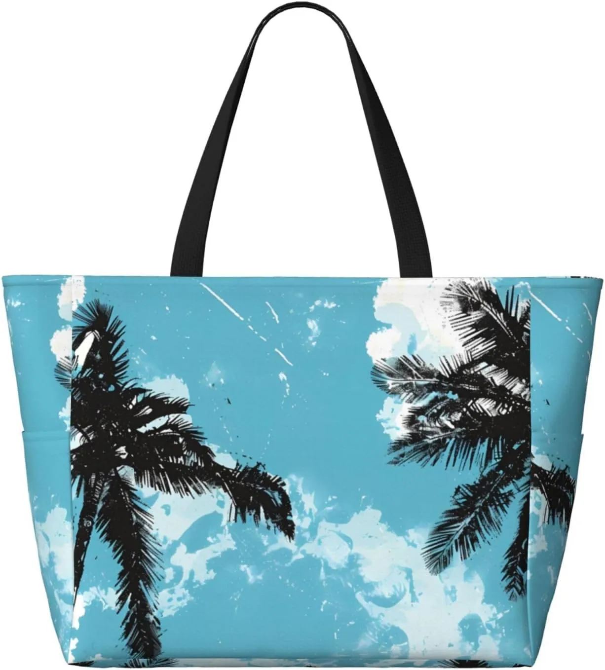 Hawaiian Print Large Beach Tote Bag Women Waterproof Sandproof Zipper Beach Tote Bag For Pool Gym Grocery Travel With Wet