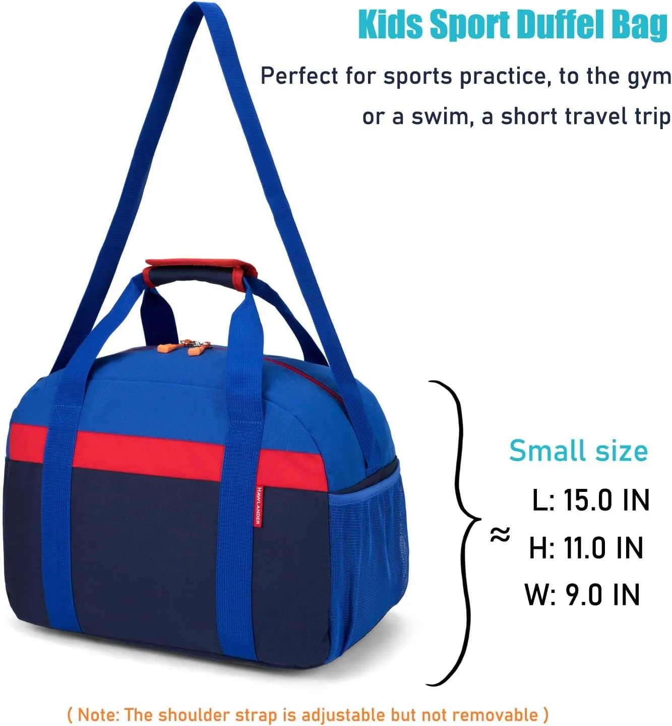 HawLander Small Duffle Bag for Kids Boys or Girls, Gym Bag for Sports (Dark Blue)
