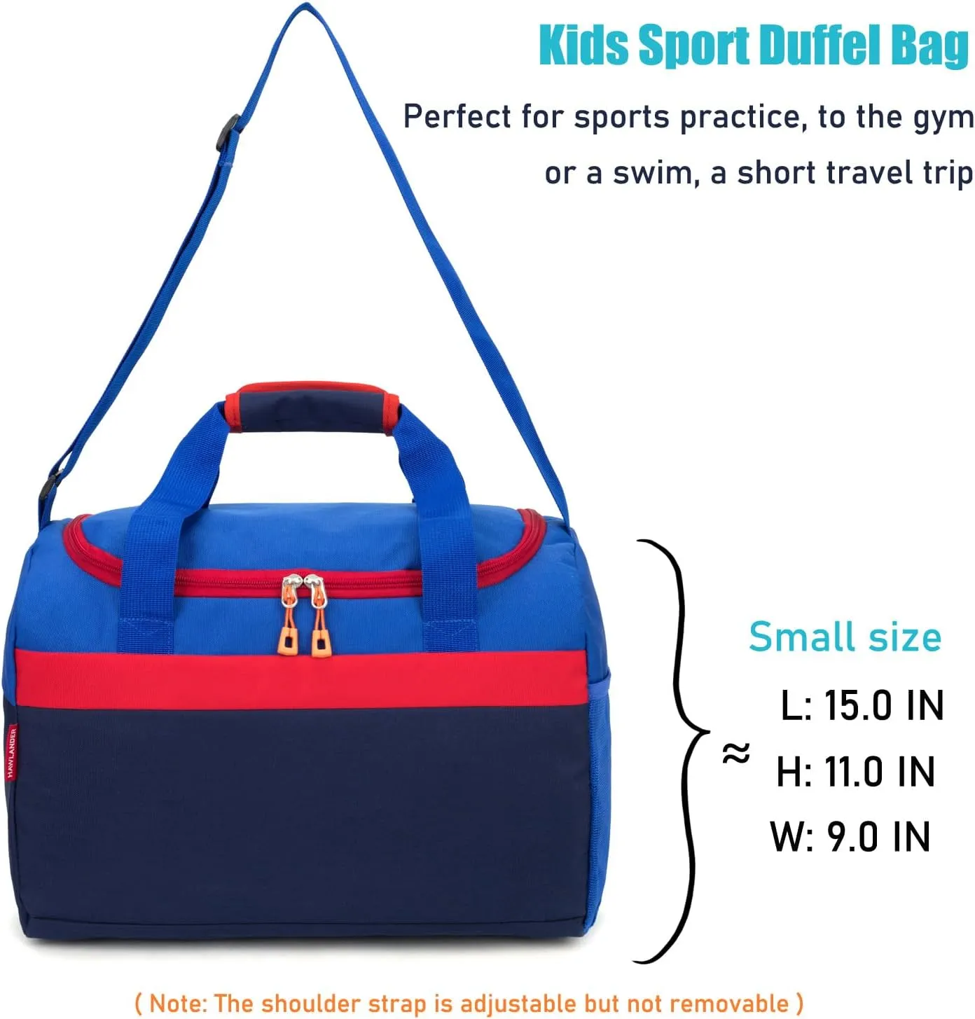 HawLander Sport Duffle Bag for Kids Boys or Girls, Small Gym Bag for Sports (Dark Blue)
