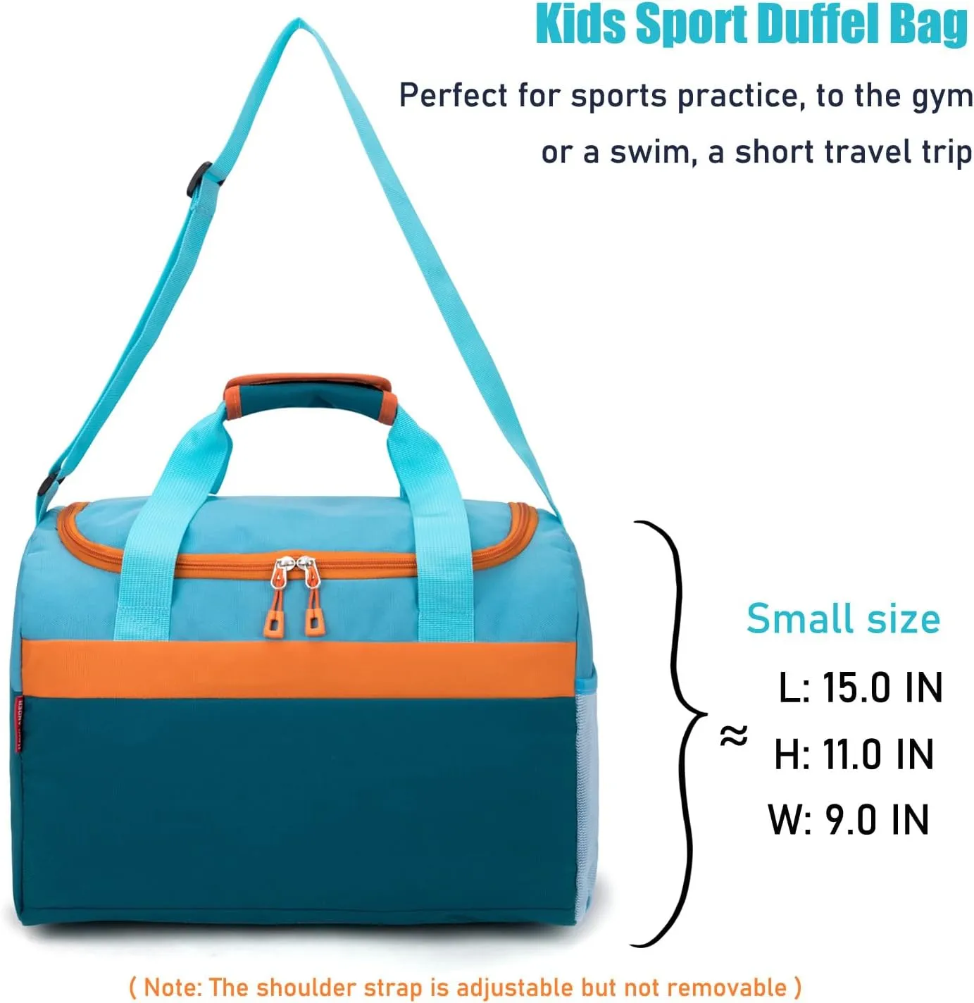 HawLander Sport Duffle Bag for Kids Boys or Girls, Small Gym Bag for Sports (Teal Blue)