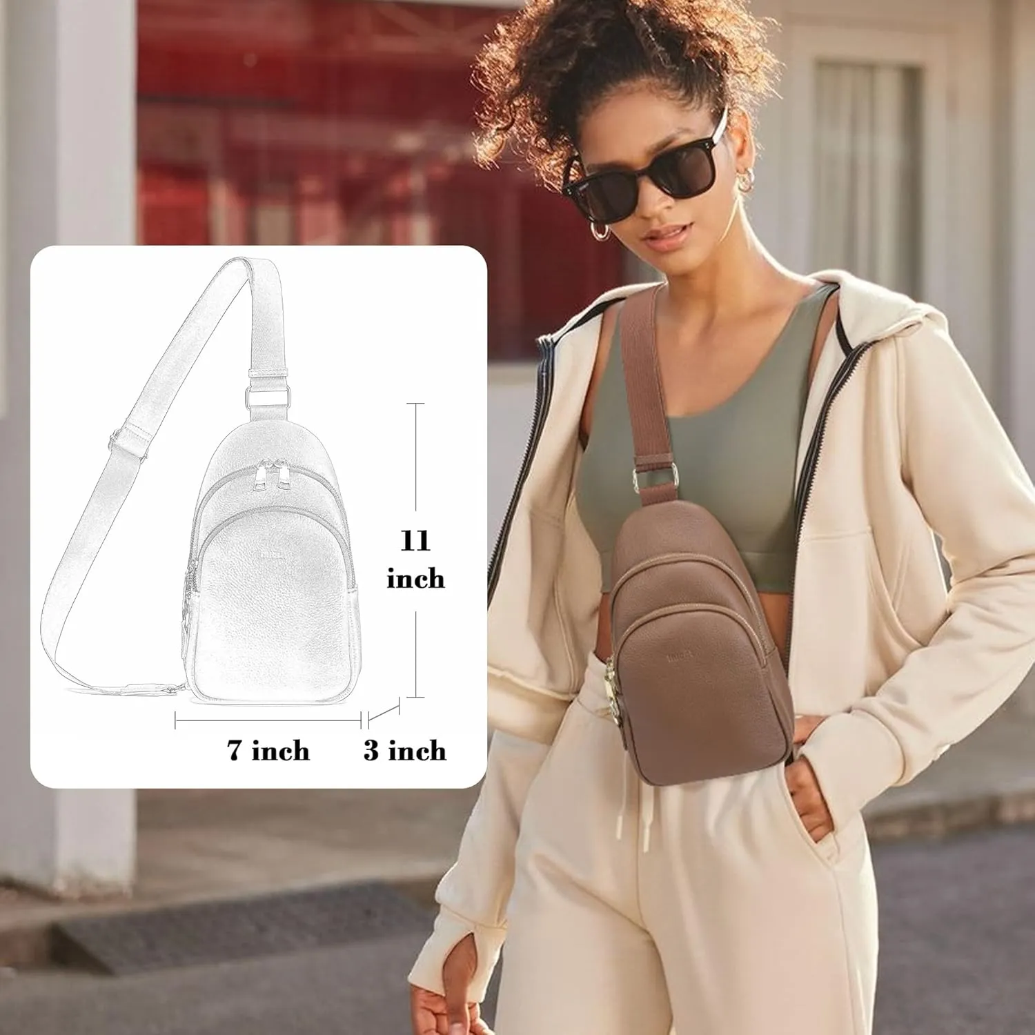 Haytijoe Crossbody Bags for Women Leather Sling Bag Anti-theft Cross Body Bag Travel Sling Purse Chest Bags Fanny Packs