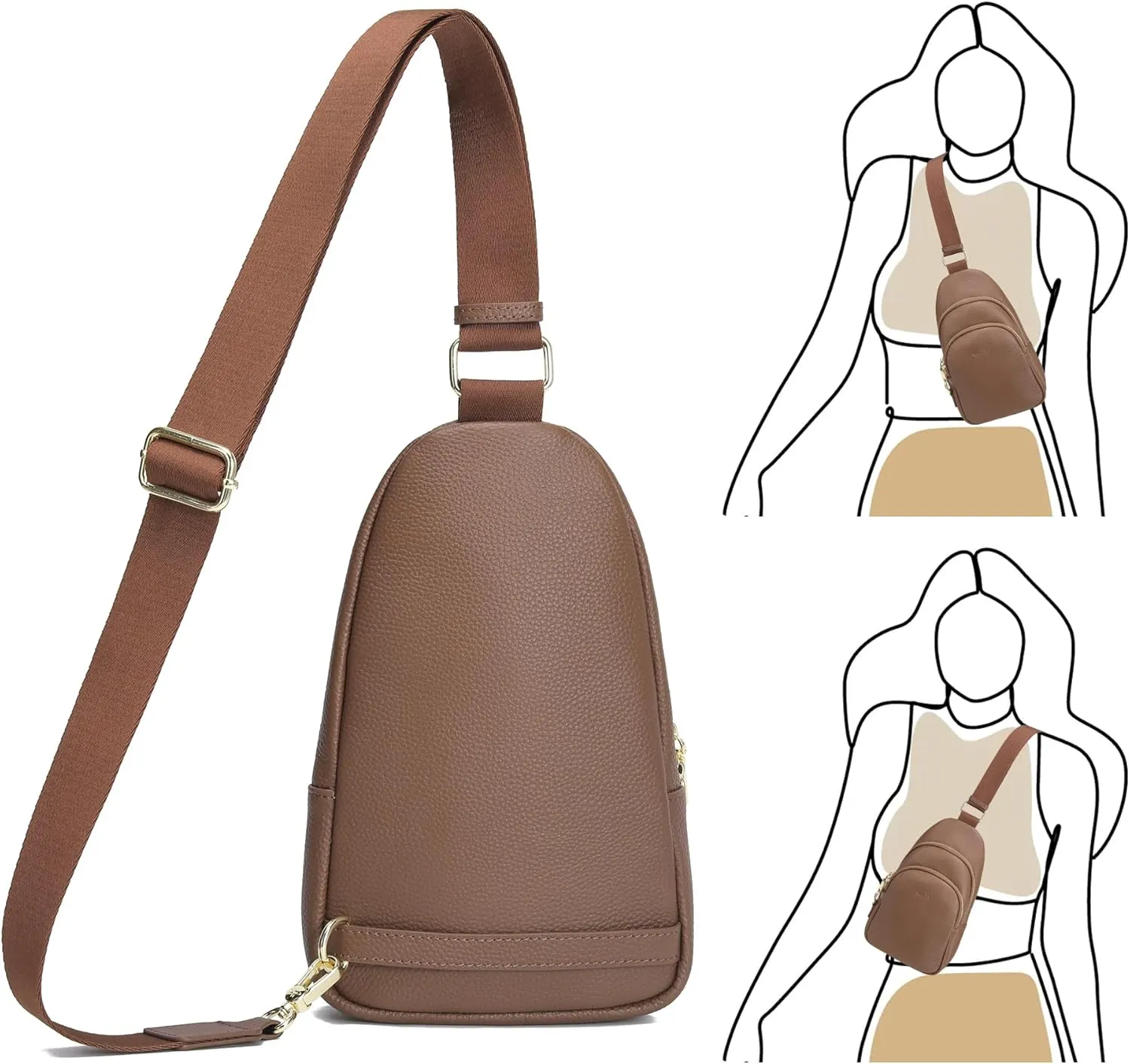 Haytijoe Crossbody Bags for Women Leather Sling Bag Anti-theft Cross Body Bag Travel Sling Purse Chest Bags Fanny Packs