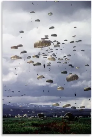HDYDJS Airborne Paratroopers Military Army Fans Skydiving Art Poster Canvas Wall Art Prints for Wall Decor Room Decor Bedroom Decor Gifts 16x24inch(40x60cm) Unframe-style
