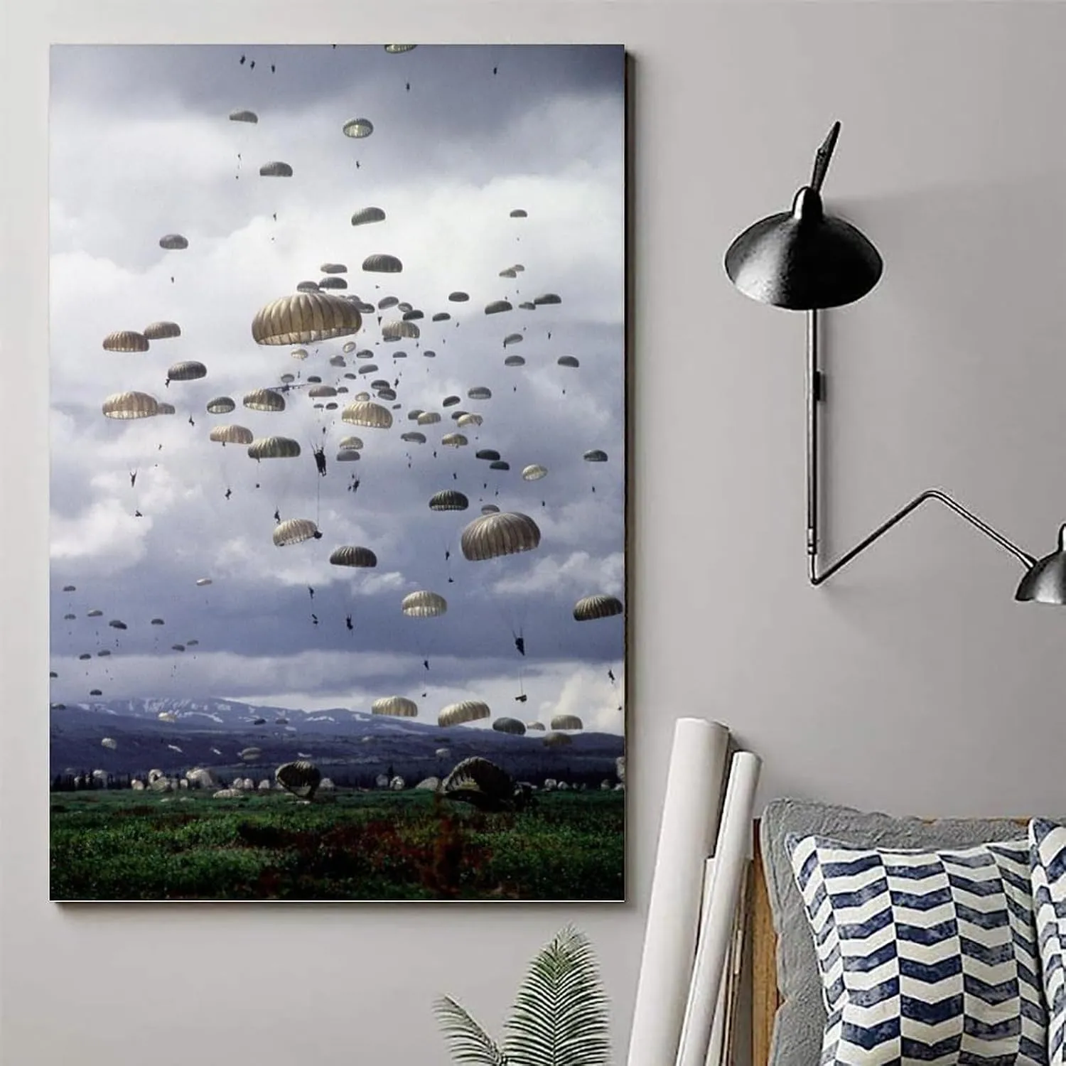 HDYDJS Airborne Paratroopers Military Army Fans Skydiving Art Poster Canvas Wall Art Prints for Wall Decor Room Decor Bedroom Decor Gifts 16x24inch(40x60cm) Unframe-style