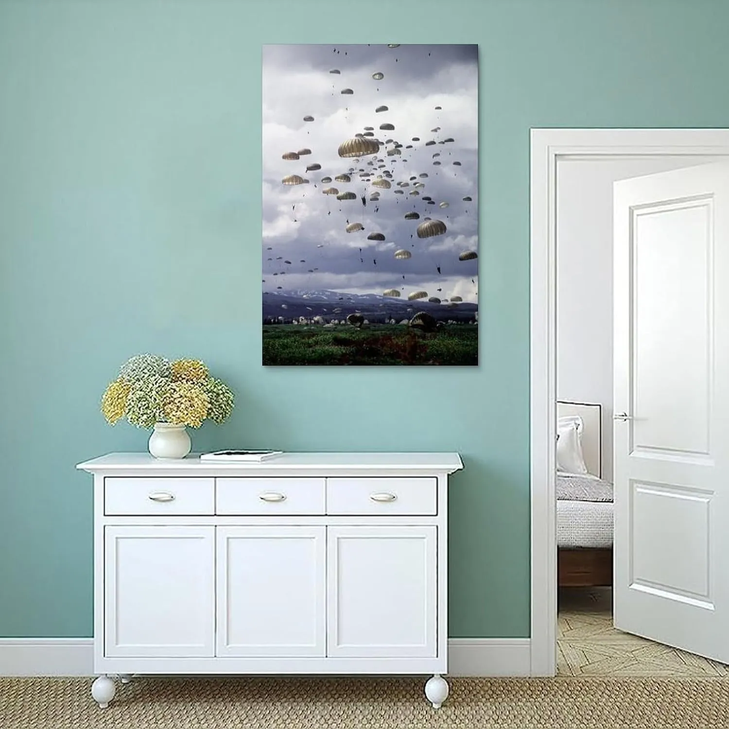 HDYDJS Airborne Paratroopers Military Army Fans Skydiving Art Poster Canvas Wall Art Prints for Wall Decor Room Decor Bedroom Decor Gifts 16x24inch(40x60cm) Unframe-style
