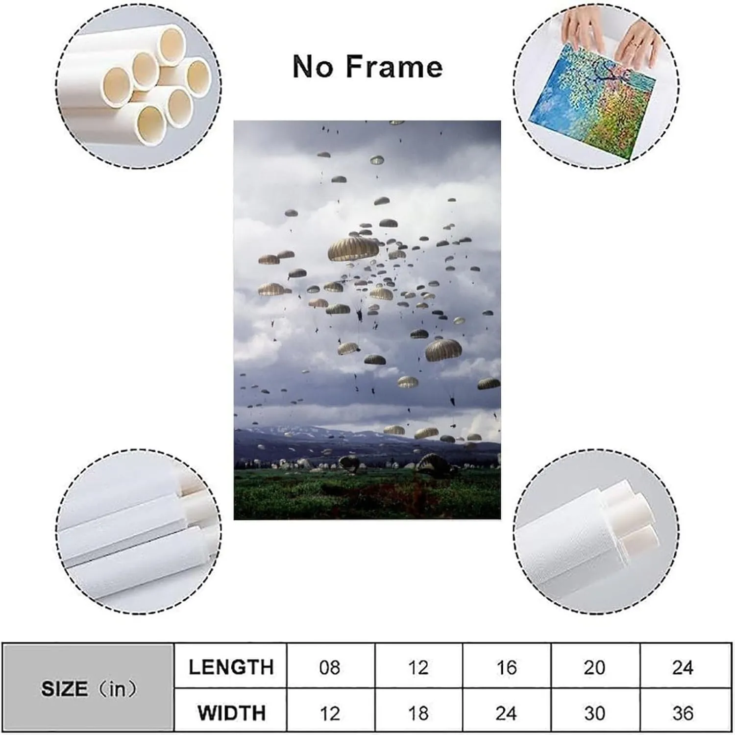HDYDJS Airborne Paratroopers Military Army Fans Skydiving Art Poster Canvas Wall Art Prints for Wall Decor Room Decor Bedroom Decor Gifts 16x24inch(40x60cm) Unframe-style
